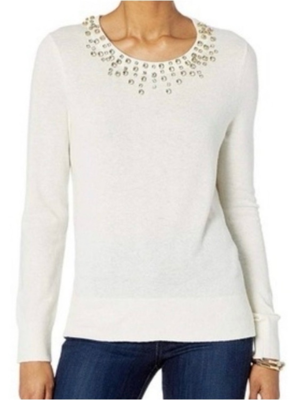 Lilly Pulitzer coconut Odetta Embellished Crewneck Sweater